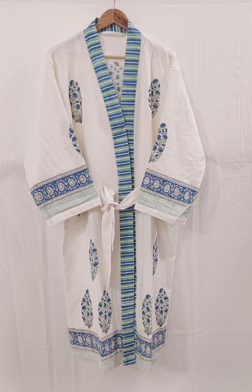 Hand Block Printed Cotton Bathrobe